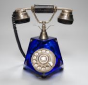 An Italian glass 1960's/70's telephone hand set, 27cm