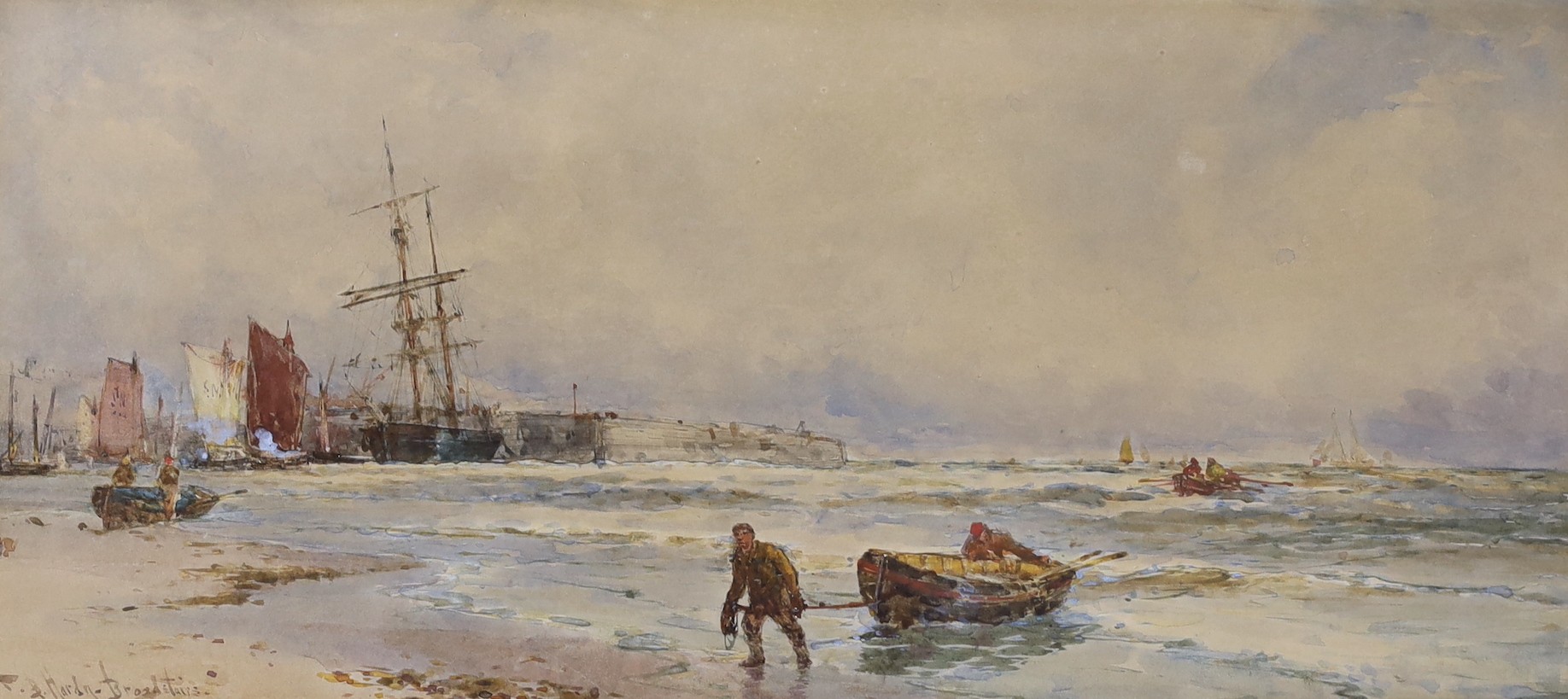 Thomas Bush Hardy RA; RBA (1842-1897), watercolour, 'Broadstairs’’, signed and inscribed, 17 x 37cm