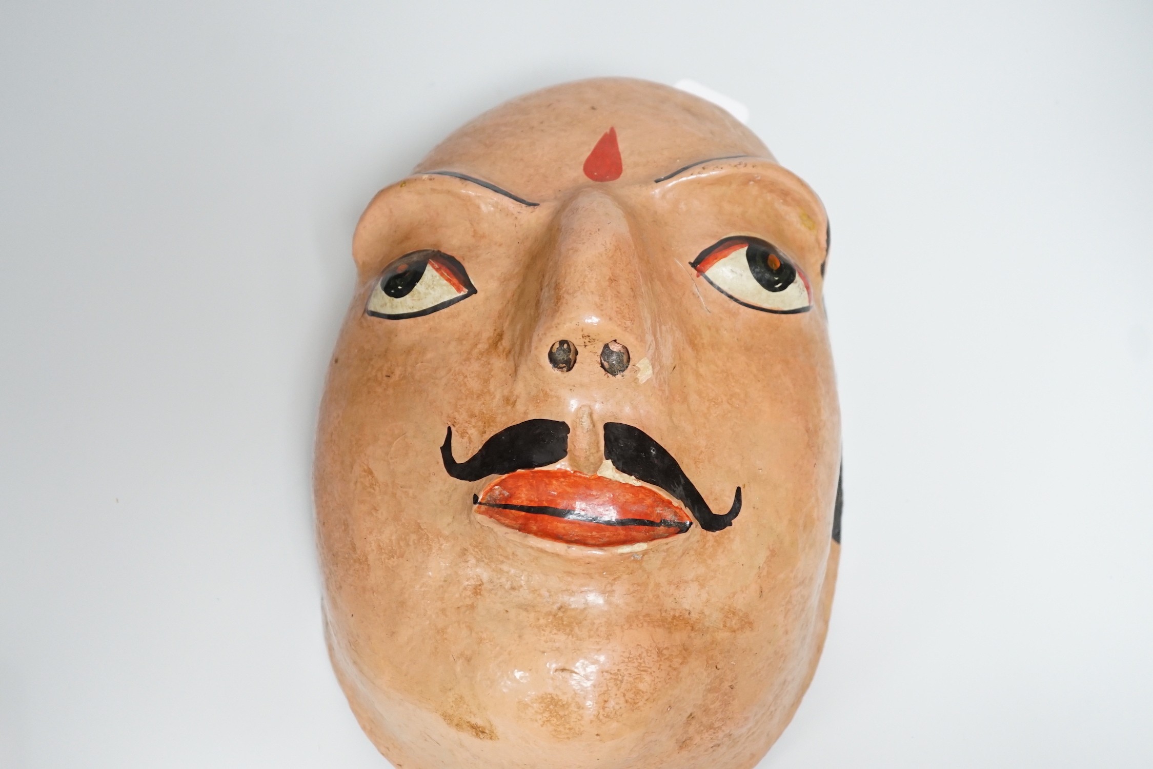 A papier mache wall mask of an Indian gentleman 32cm long - Image 2 of 5