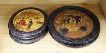 3 large and 5 smaller Bretby chinoiserie wall plates, largest 33cm