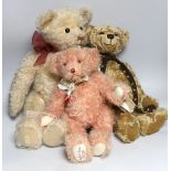 An Hermann ‘English Rose’ Teddy bear, G-Rumpy Bears ‘Emerson’, and a Deans blonde plush Teddy bear