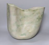 Ruth Sulke - a large studio stoneware white and green glazed free-form vase, 31cm Literature- Ruth