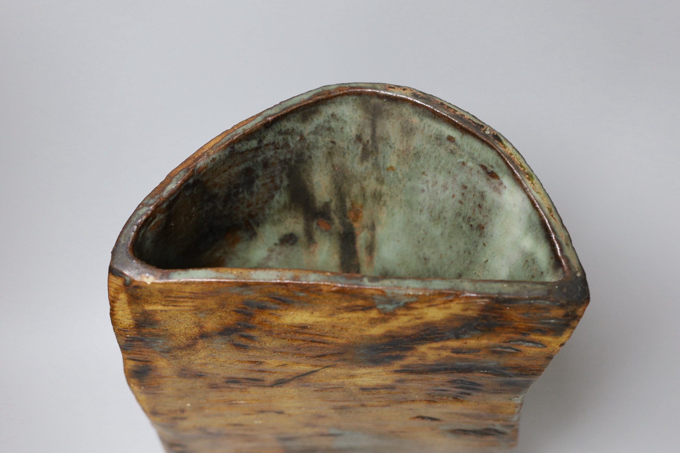 Ruth Sulke - a studio stoneware green and brown glazed free-form vase, 37cm Literature- Ruth Sulke - Image 3 of 4