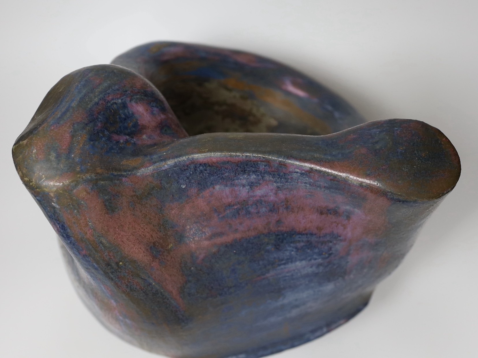 Ruth Sulke - a large studio purple and indigo nickel oxide glazed stoneware bulbous sculpture with - Image 3 of 4