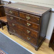 A late 18th century provincial oak chest of drawers, width 99cm, depth 48cm, height 88cm