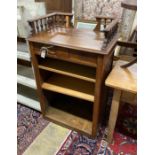 An early 20th century French oak clerk's desk, width 70cm, depth 50cm, height 112cm