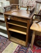 An early 20th century French oak clerk's desk, width 70cm, depth 50cm, height 112cm