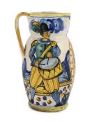 An Italian maiolica jug (boccale), probably Montelupo, 18th/19th century, painted with a soldier