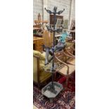 A Victorian style painted cast iron coat and stick stand, height 182cm