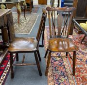 A set of four late 18th / early 19th century Thames valley elm and fruitwood Windsor chairs, width