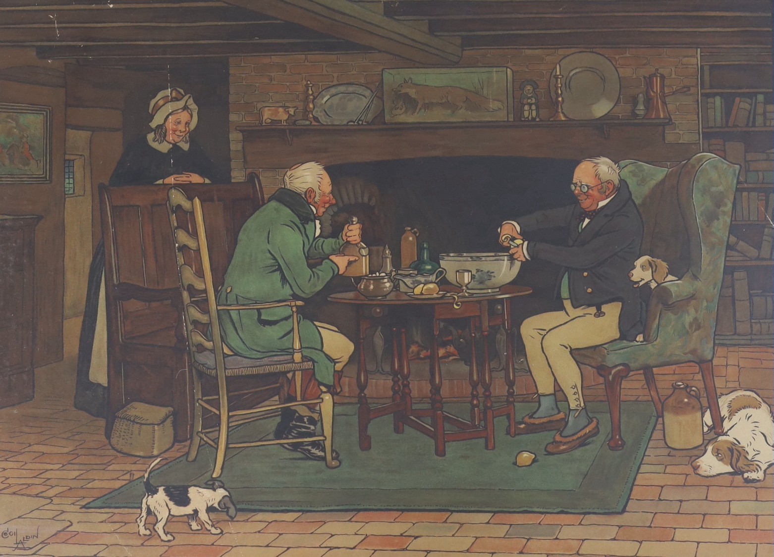 Cecil Aldin (1870-1935), two colour prints, 'The Connoisseurs' and Toasting the hearth, overall 55 x - Image 3 of 3