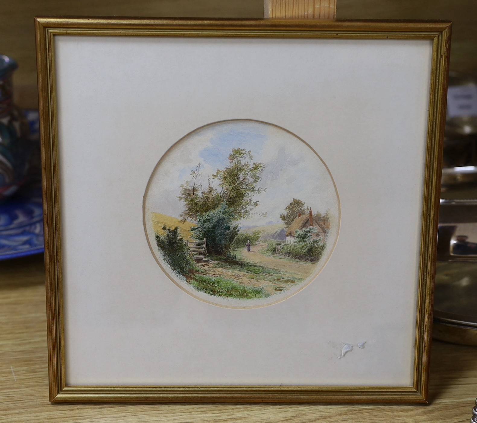 Roberto Angelo Kittermaster Marshall (1849-1923), watercolour, Rural scene, signed, tondo, 13cm - Image 2 of 3