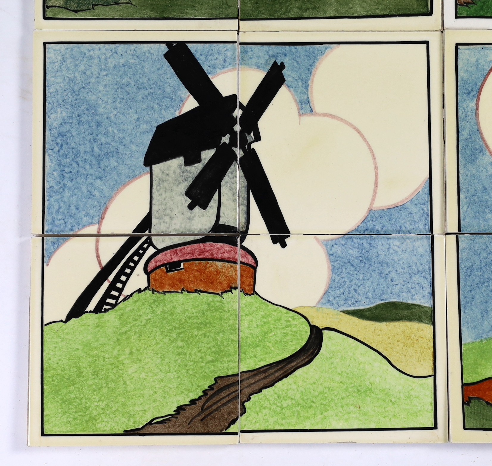 E.E. Strickland for Carter & Co, Poole pottery, six sets of four tile panels of animals and farm - Image 2 of 17