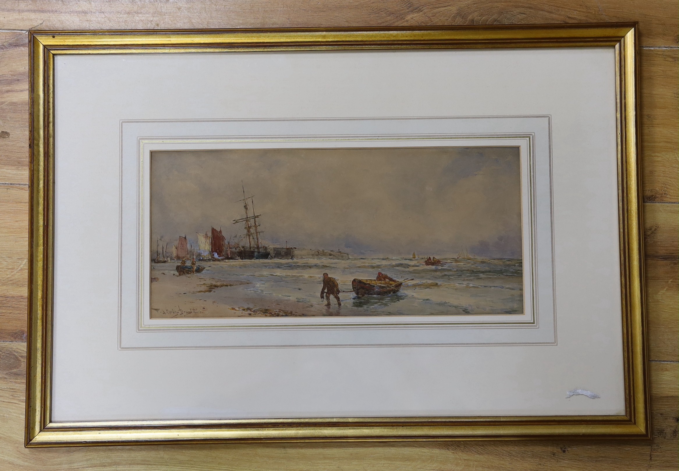 Thomas Bush Hardy RA; RBA (1842-1897), watercolour, 'Broadstairs’’, signed and inscribed, 17 x 37cm - Image 2 of 3