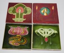 A set of 15 Art Nouveau tiles