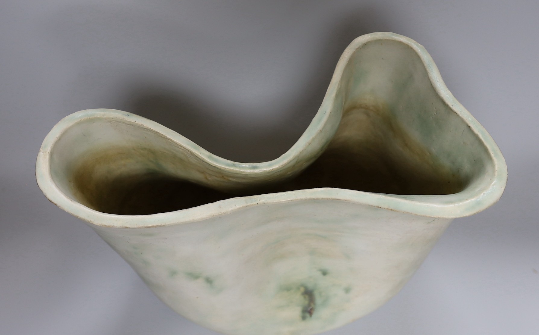 Ruth Sulke - a large studio stoneware white and green glazed free-form vase, 31cm Literature- Ruth - Image 3 of 4