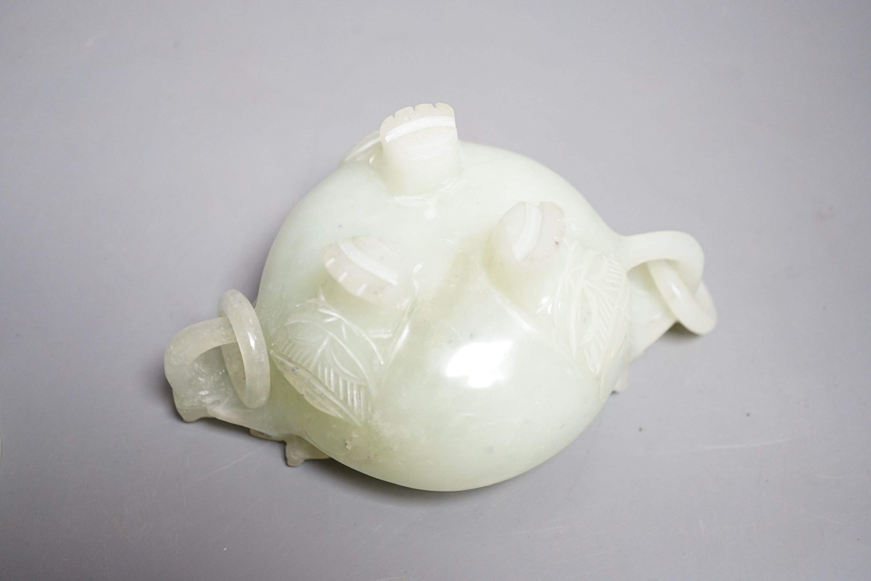 A Chinese bowenite jade censer and cover, overall height 12cm - Image 6 of 6