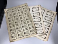 French Revolutionary banknotes, Republic Francaise, an uncut sheet of 20 domaines nationaux Assignat