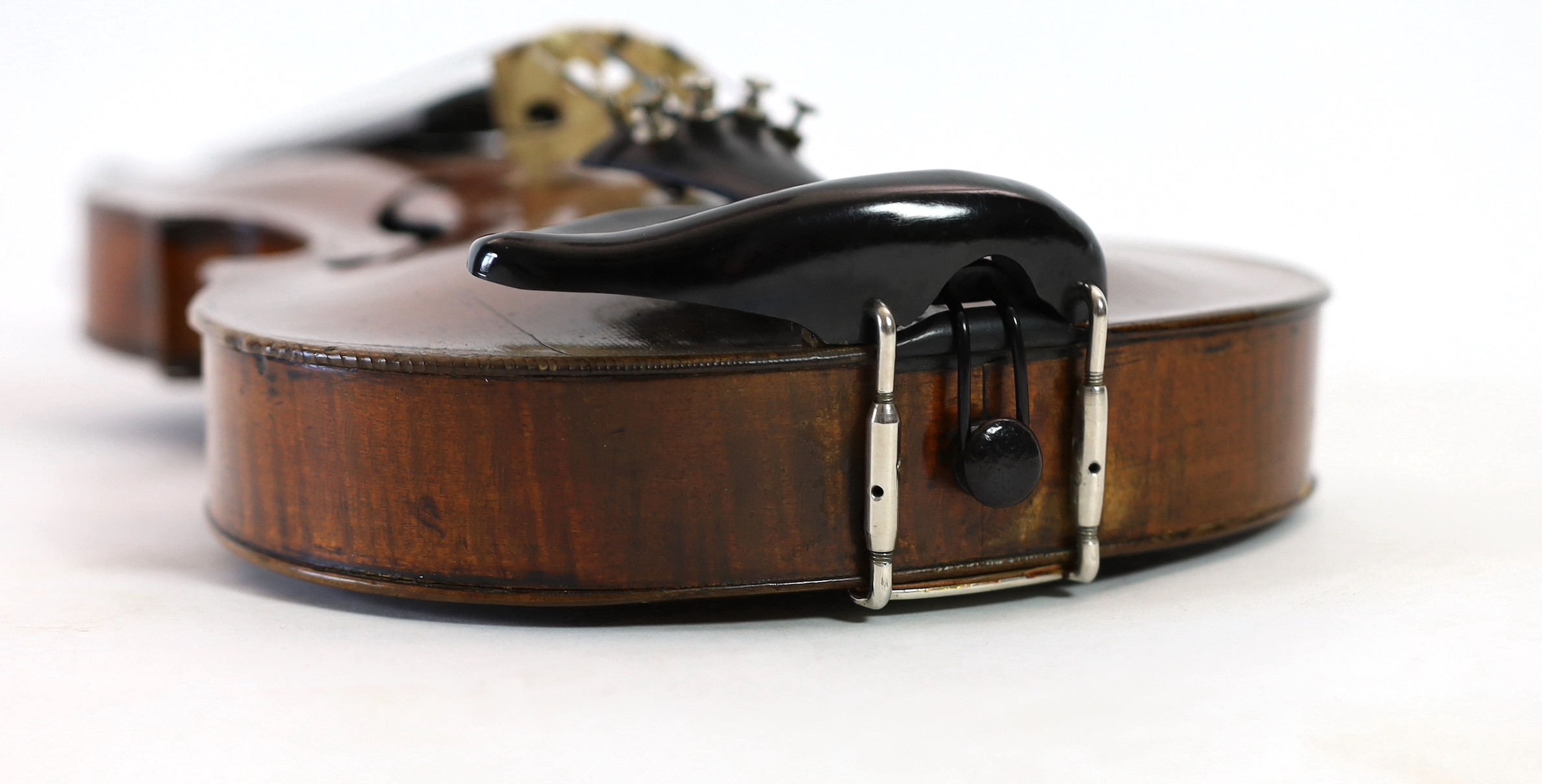 A 19th century violin attributed to Klotz school, unlabelled, the back and sides with medium curl, - Image 10 of 10