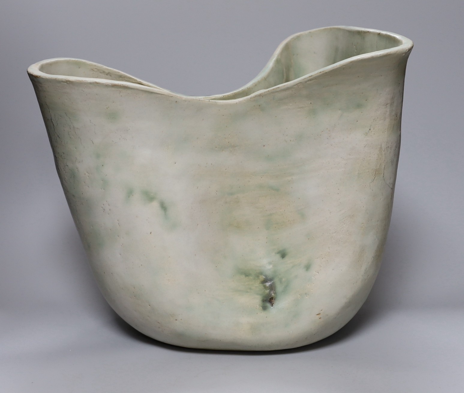 Ruth Sulke - a large studio stoneware white and green glazed free-form vase, 31cm Literature- Ruth - Image 2 of 4