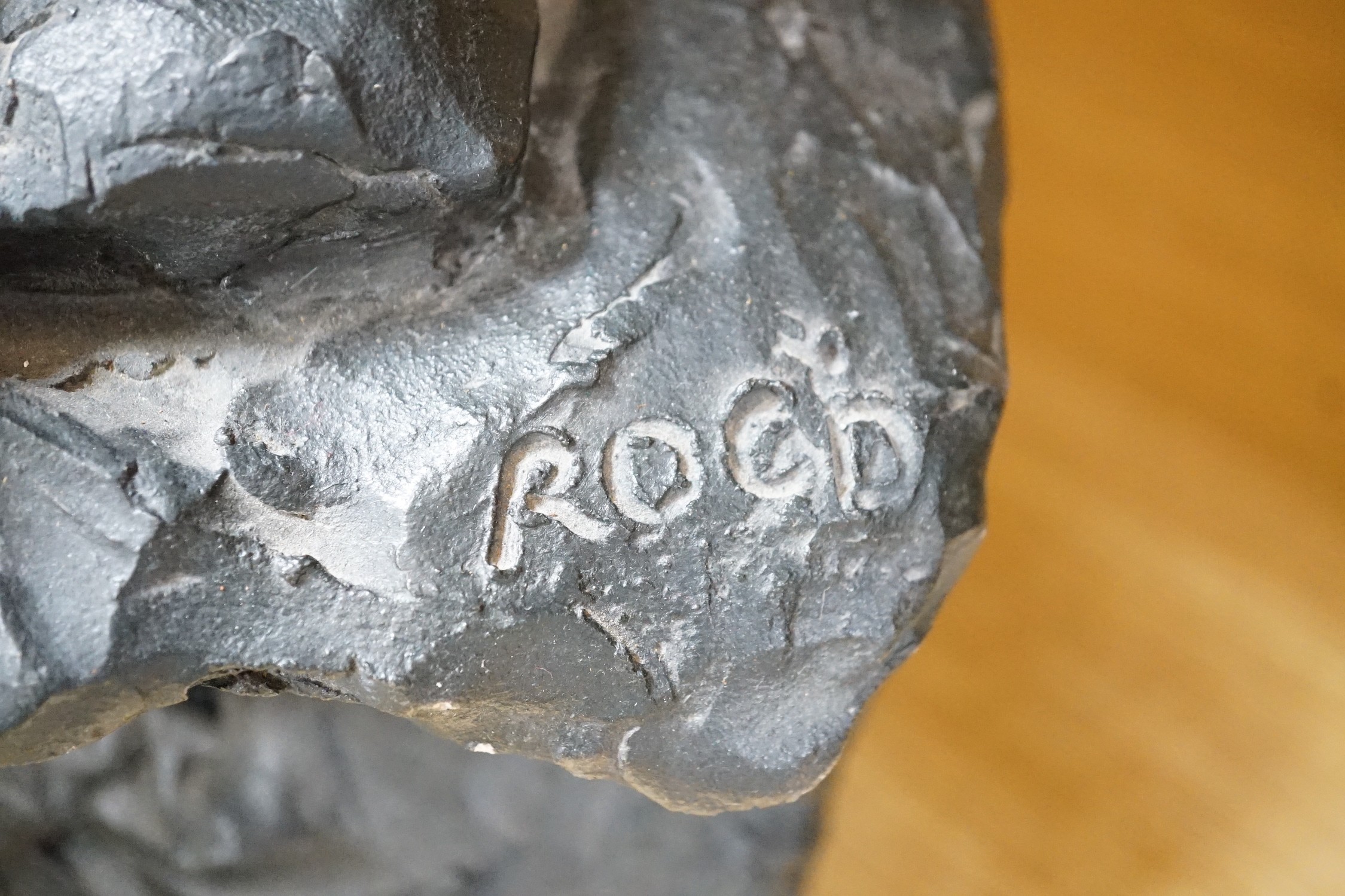 A plaster figural reclining nude signed ‘Roch’ and eight stone mounts - Image 5 of 5