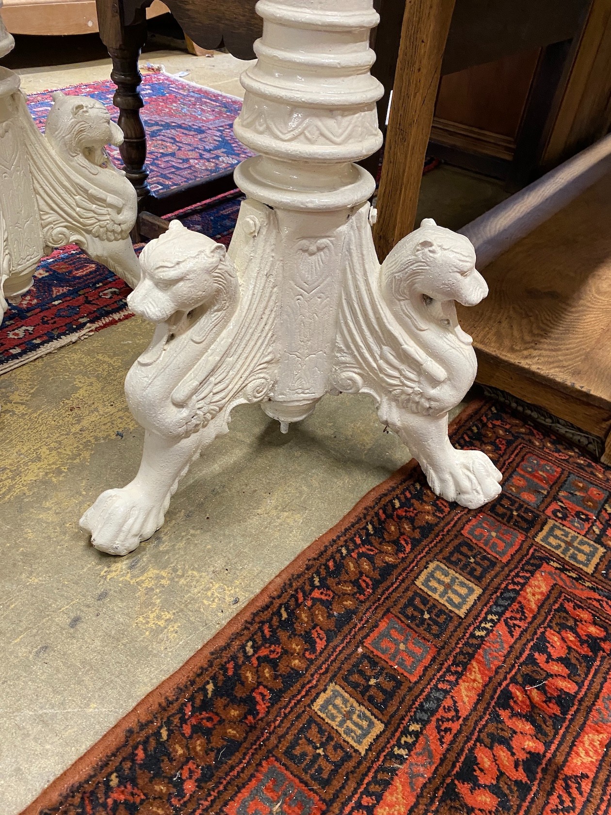 A pair of Victorian style painted cast iron pricket candlestands, height 122cm - Image 2 of 2