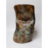 Ruth Sulke - a studio stoneware green and brown glazed free-form vase, 37cm Literature- Ruth Sulke