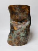 Ruth Sulke - a studio stoneware green and brown glazed free-form vase, 37cm Literature- Ruth Sulke