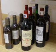 Eight bottles of mixed wines and three half bottles of wine