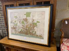 Bacon's plan of Brighton and Hove, framed, width 117cm, height 90cm including frame