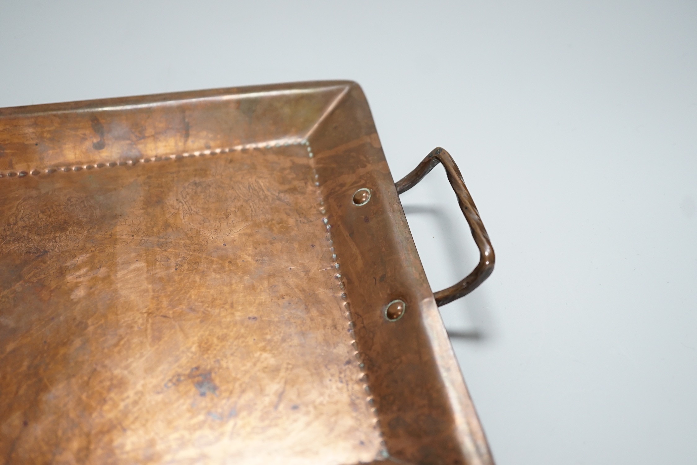 Newton School of Metalwork, Cambridge copper tray by Albert Prime, tutor, 29cm - Image 2 of 5