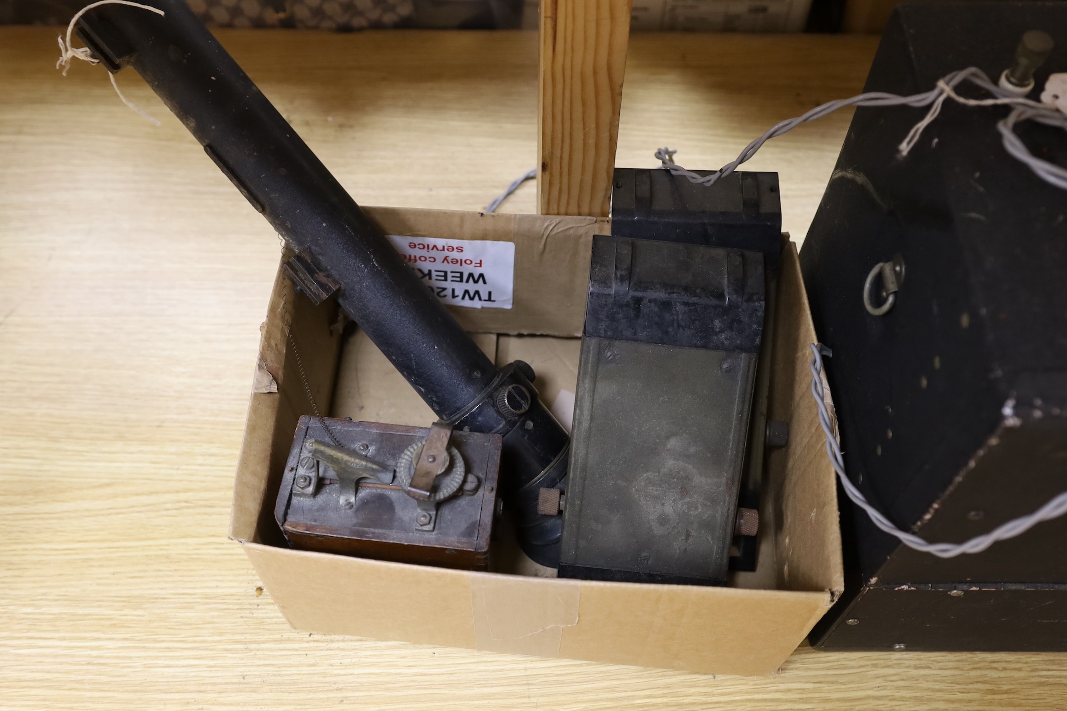 A collection of vintage military equipment, including a WWII British Tank Telescope Sight No. 33 - Image 2 of 4