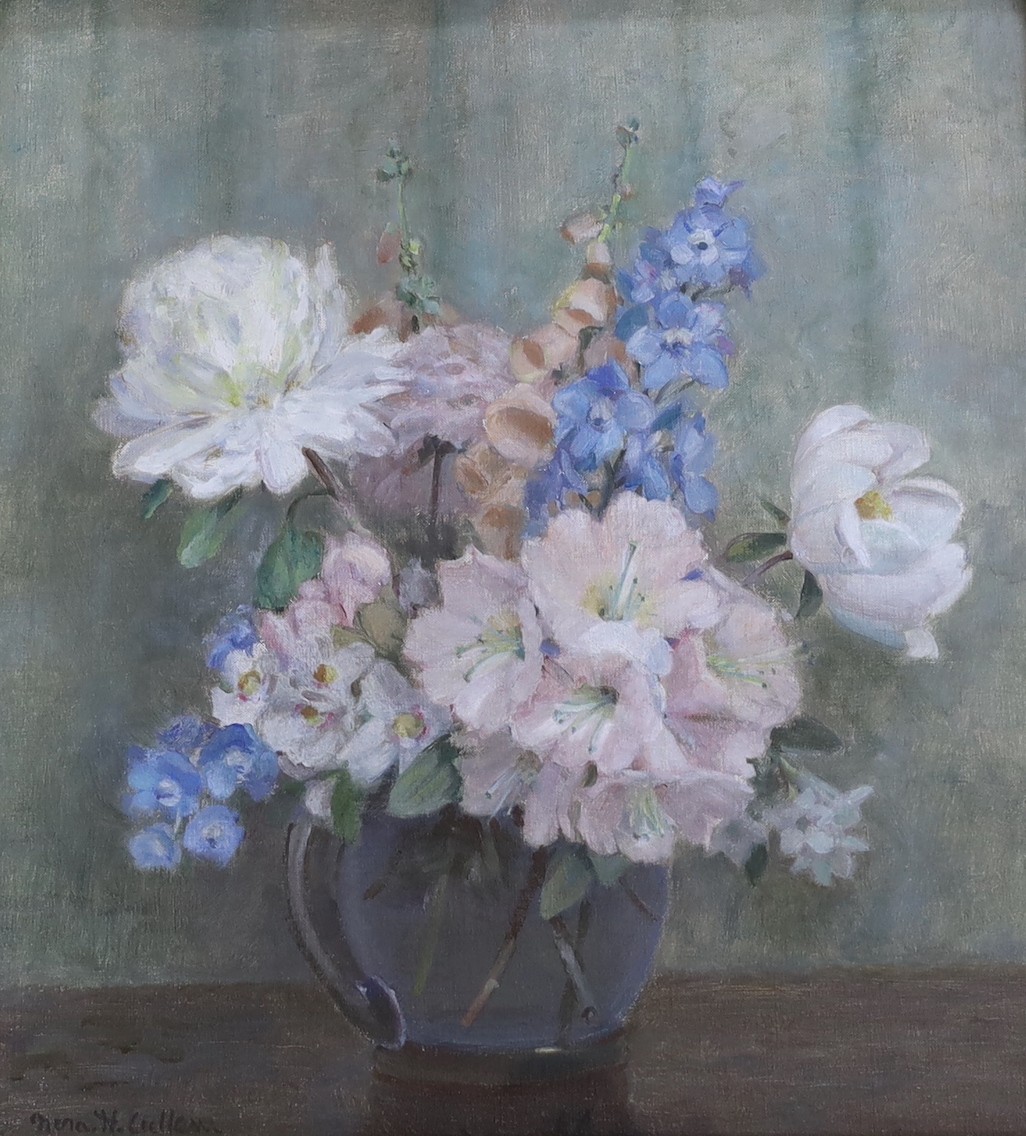 Nora Helen Cullen (20th C.), two oils on canvas, Still lifes of flowers in vases, signed, 35 x - Image 2 of 4