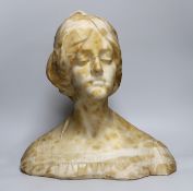 A late 19th century Italian alabaster bust of a lady, 41.5cm high