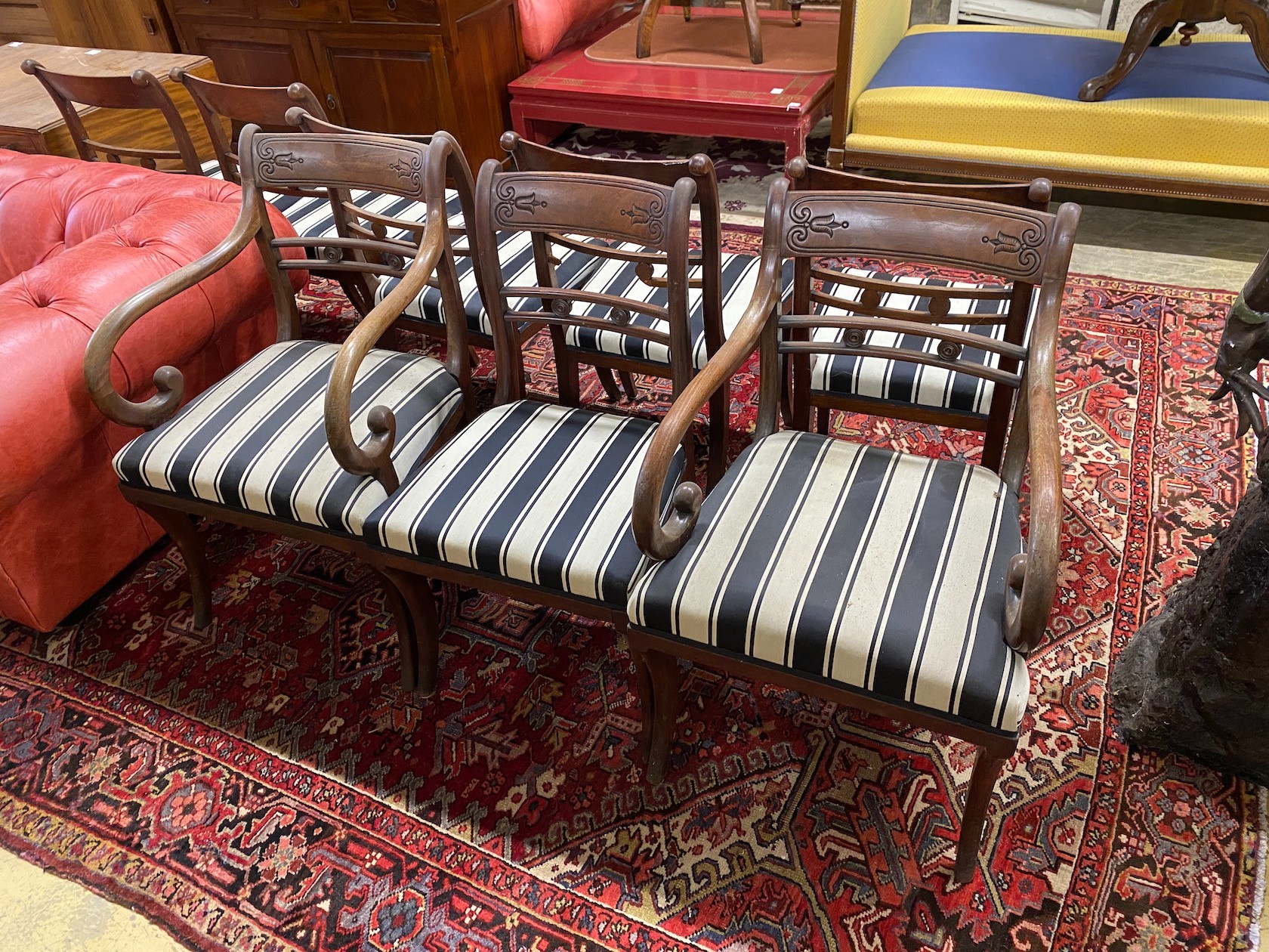 A set of eight Regency mahogany dining chairs, two with arms - Image 2 of 2