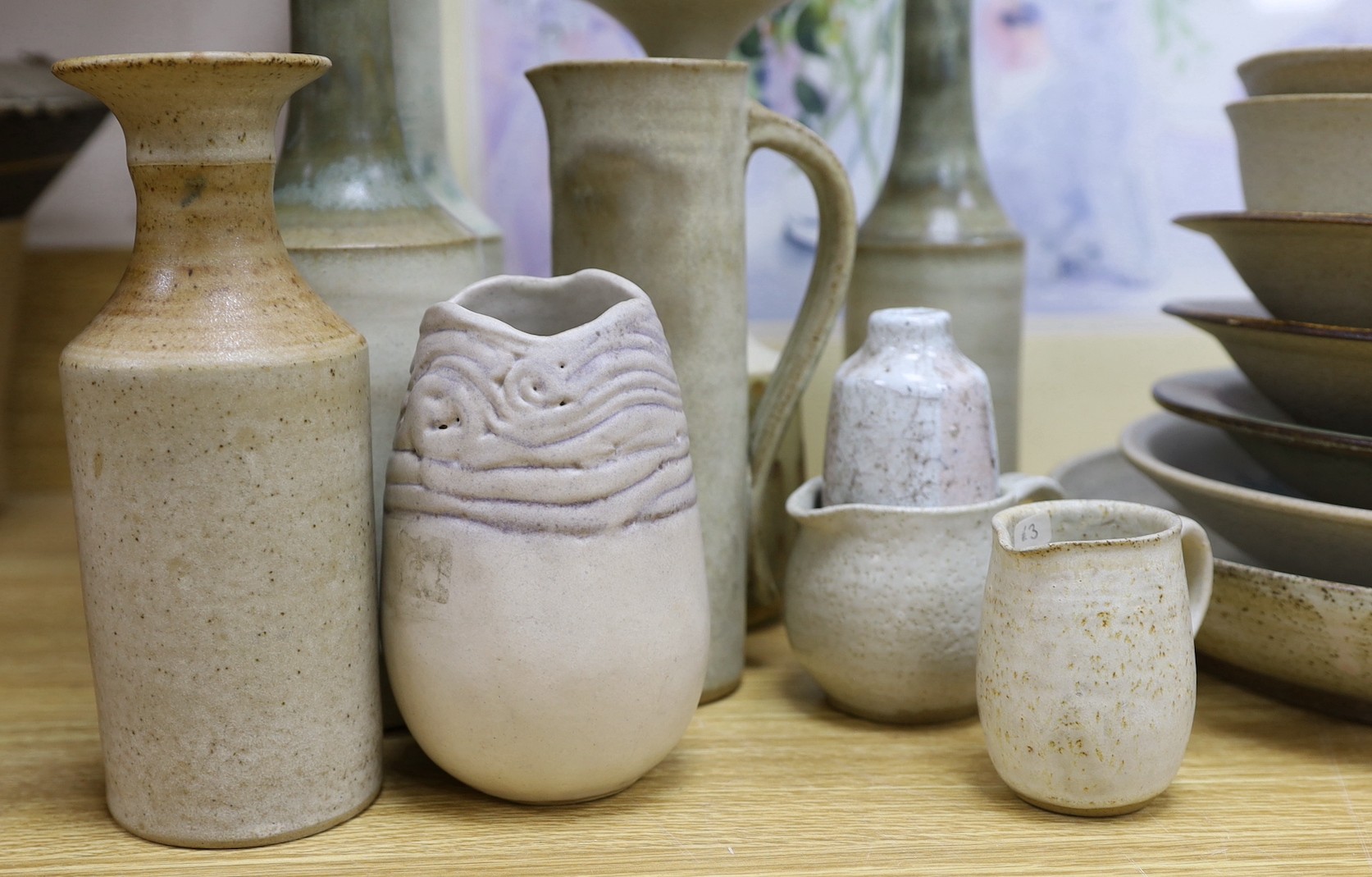 A collection of studio pottery tall stemmed vases and dishes and bowls, The majority by Susan - Image 2 of 4
