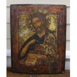 19th century South Russian School, tempera on wooden panel, Icon of God holding the Christ child and