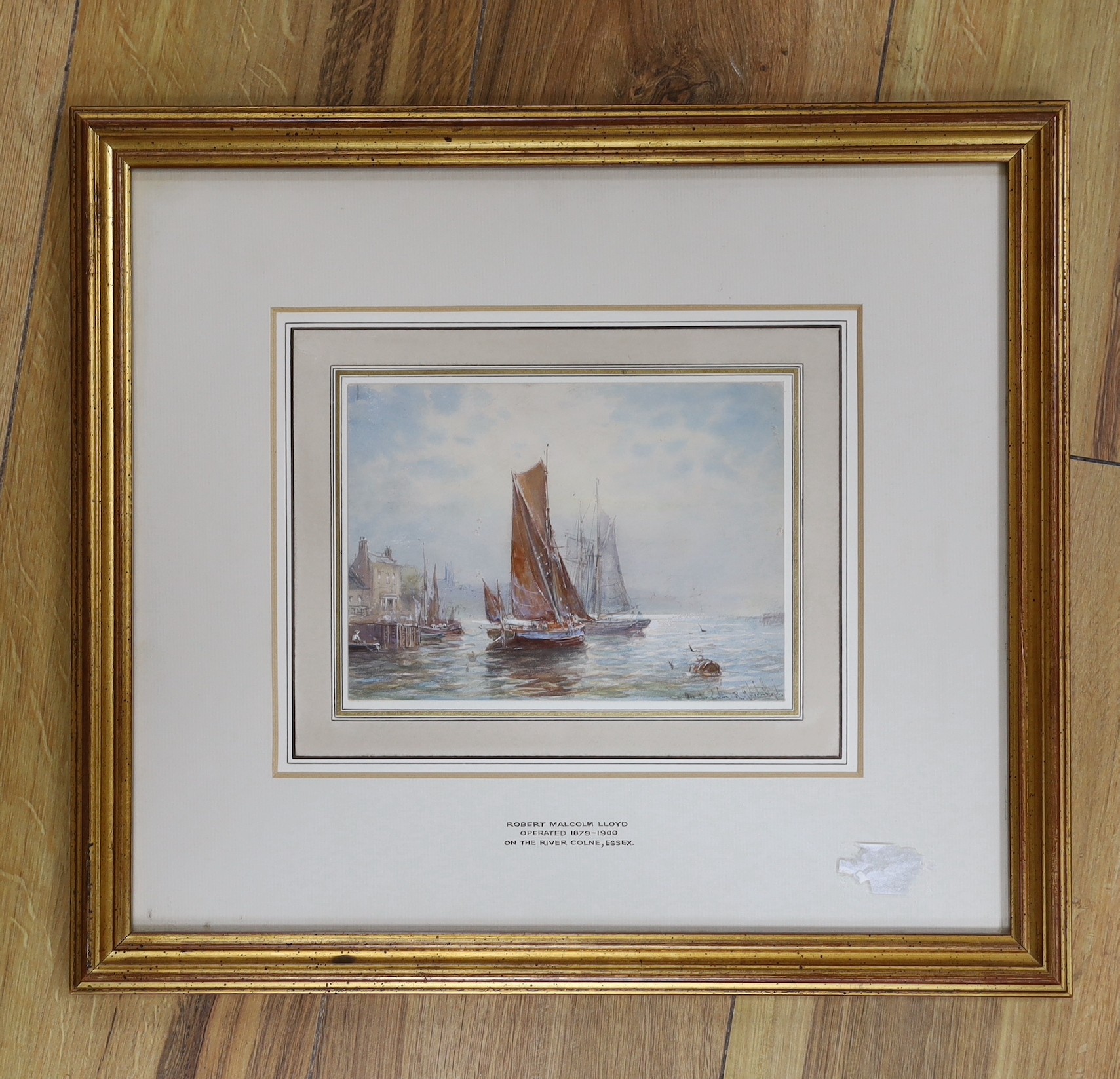 Robert Malcolm Lloyd (fl.1879-1900), watercolour, 'On the River Colne, Essex', signed, 12 x 17cm - Image 2 of 4