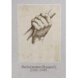 Attributed to Bartolommeo Passaroti (1529-1592), pen and ink, Study of a hand clasping a staff, 16 x