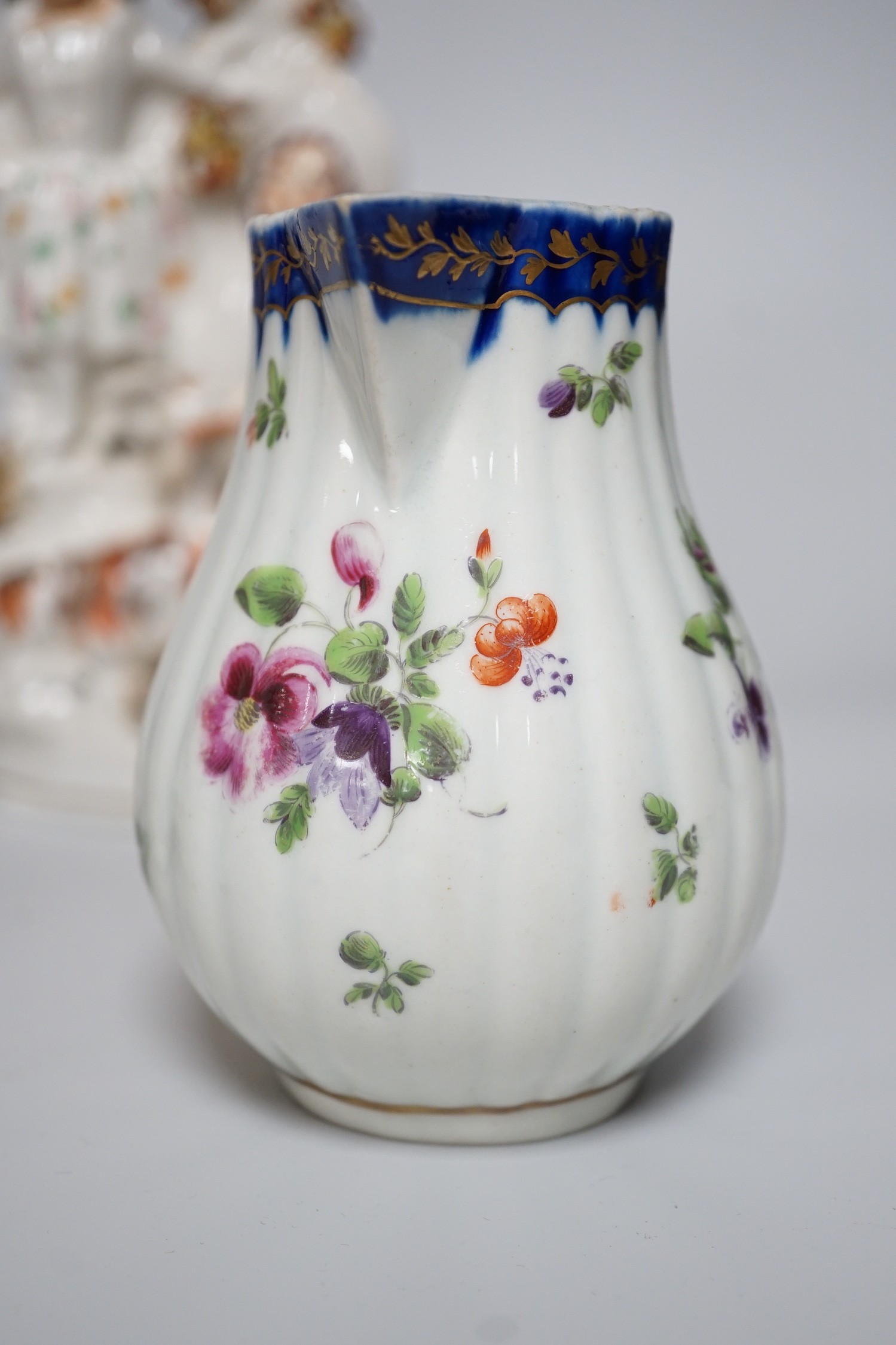 A Worcester milk jug, c.1780, a Newhall-type cream jug, c.1795, a Staffordshire porcelain model of - Image 7 of 12