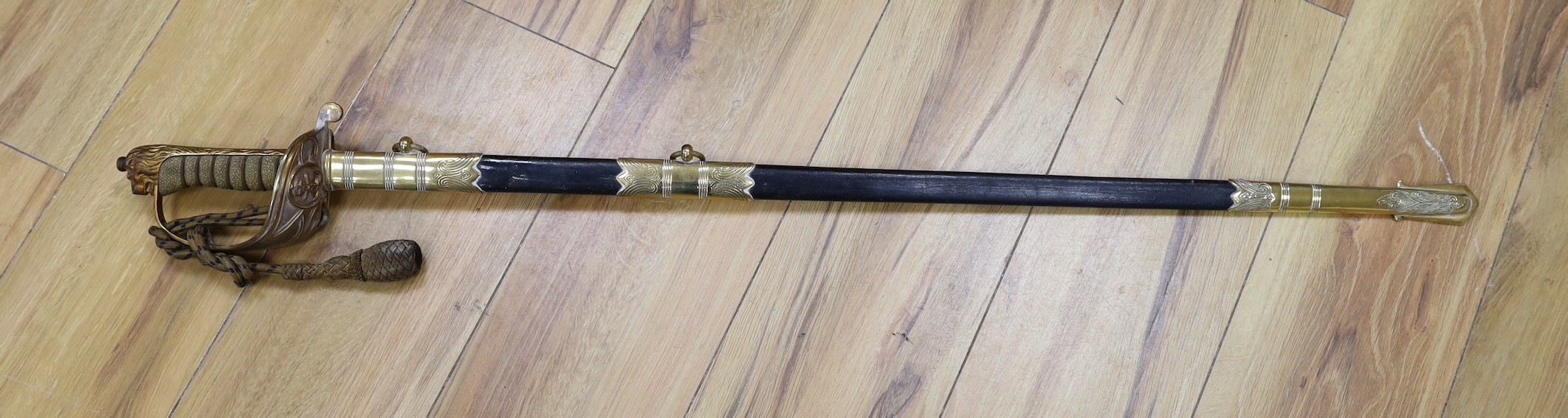 A QEII Naval officer's dress sword and scabbard