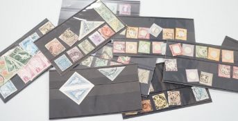 Mixed stamps including Penny Black, Edward VIII 3 shilling booklet, some on stock cards, others