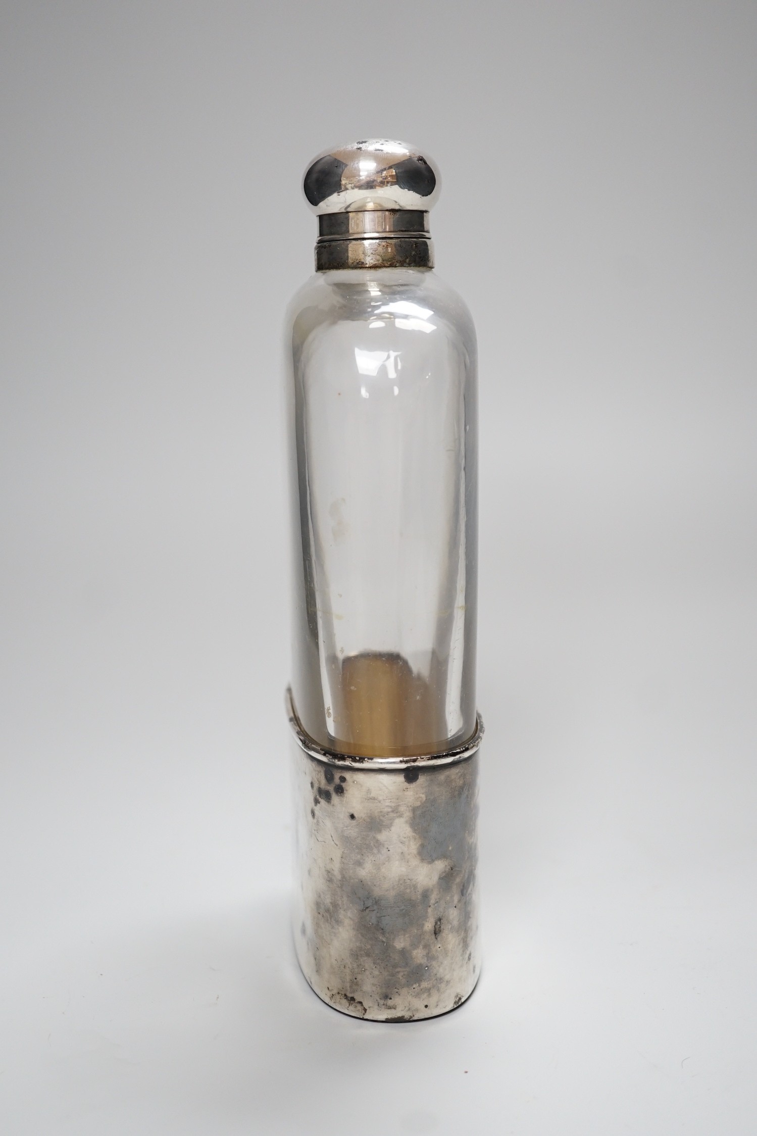 A Goliath size silver plate mounted hip flask, 23.5cm - Image 2 of 4