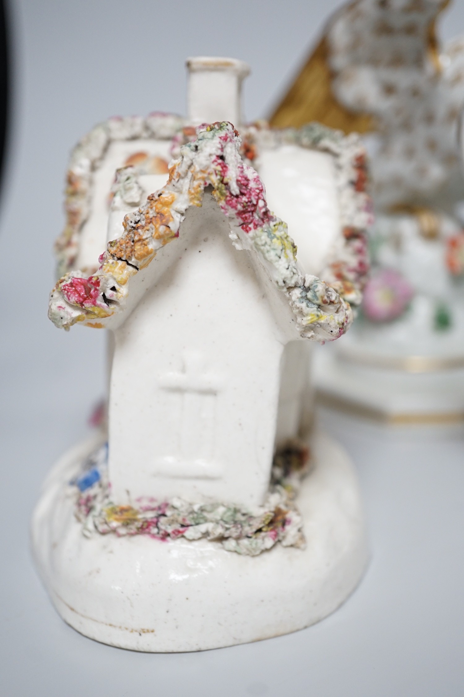 A Worcester milk jug, c.1780, a Newhall-type cream jug, c.1795, a Staffordshire porcelain model of - Image 6 of 12