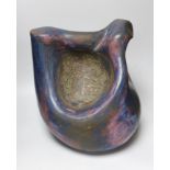 Ruth Sulke - a large studio purple and indigo nickel oxide glazed stoneware bulbous sculpture with