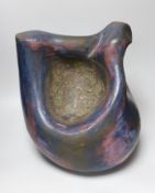 Ruth Sulke - a large studio purple and indigo nickel oxide glazed stoneware bulbous sculpture with