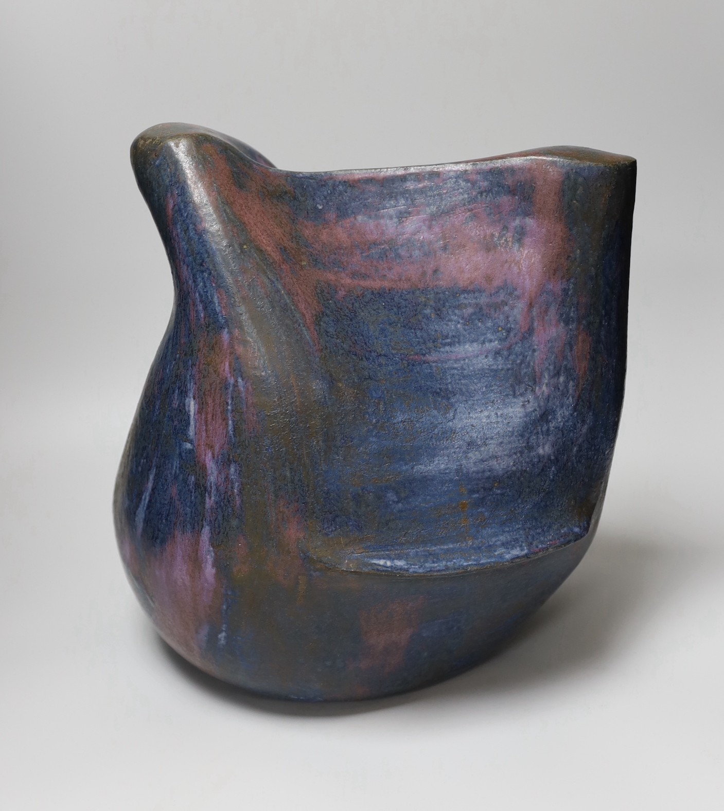 Ruth Sulke - a large studio purple and indigo nickel oxide glazed stoneware bulbous sculpture with - Image 2 of 4