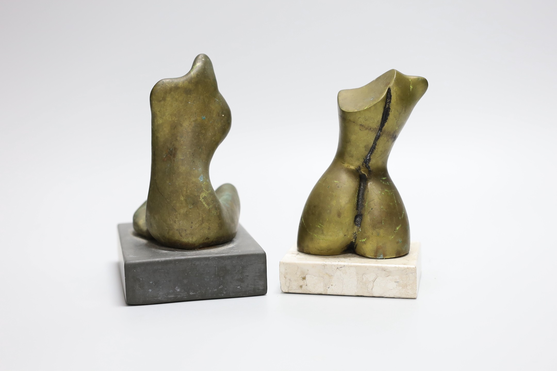 A bronze contemporary figural sculpture, signed G. Prieto 46/99 together with another similar bronze - Image 2 of 2