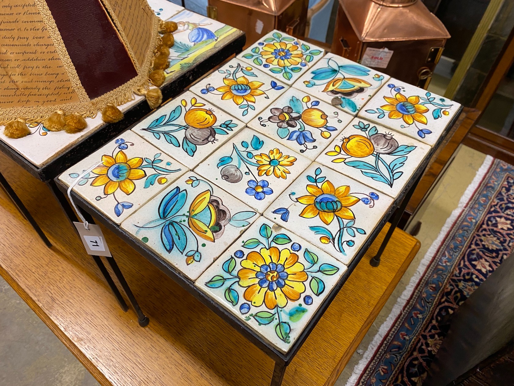 A set of four mid century rectangular tile top occasional tables, largest length 45cm, depth 34cm, - Image 2 of 2