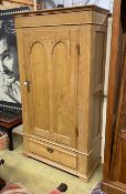 A 19th century Continental pine single door wardrobe, width 98cm, depth 46cm, height 184cm